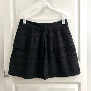 LOFT Eyelet Skirt Fully Lined with Pockets Black (Size 6)